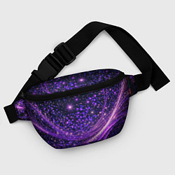 Поясная сумка Фиолетовые сверкающие абстрактные волны, цвет: 3D-принт — фото 2