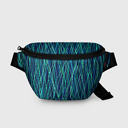 Поясная сумка Тёмно-синий абстрактный неоновые линии, цвет: 3D-принт