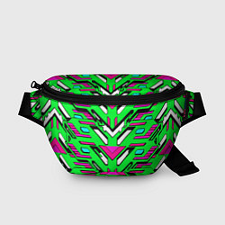 Поясная сумка Техно броня розово-зелёная, цвет: 3D-принт
