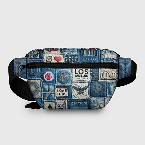Поясная сумка Лос Анджелес на джинсах-пэчворк / 3D-принт – фото 2