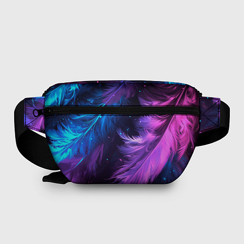 Поясная сумка Искрящиеся перья в розовых и голубых оттенках / 3D-принт – фото 2