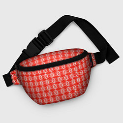 Поясная сумка Красно-белый кружевной узор, цвет: 3D-принт — фото 2
