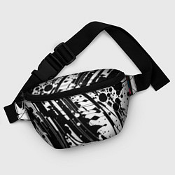 Поясная сумка Чёрно белая абстракция - кляксы, цвет: 3D-принт — фото 2