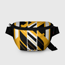 Поясная сумка Black and yellow stripes on a white background, цвет: 3D-принт