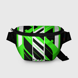 Поясная сумка Black and green stripes on a white background, цвет: 3D-принт