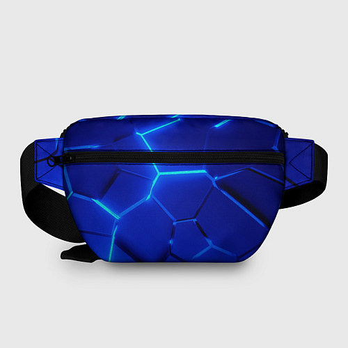 Поясная сумка Яркие синие неоновые плиты в разломе / 3D-принт – фото 2