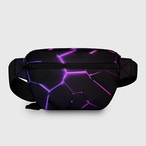 Поясная сумка Темные фиолетовые неоновые плиты в разломе / 3D-принт – фото 2