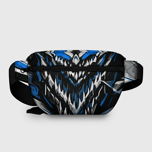 Поясная сумка Абстрактные бело-синие шипы / 3D-принт – фото 2