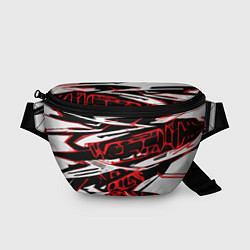 Поясная сумка Красно-чёрная агрессивная абстракция на белом фоне, цвет: 3D-принт