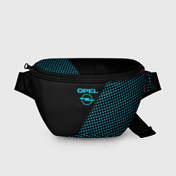 Поясная сумка Opel чёрно-голубой шахматка, цвет: 3D-принт