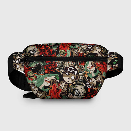 Поясная сумка Граффити плюшевого медведя среди акул азарта / 3D-принт – фото 2