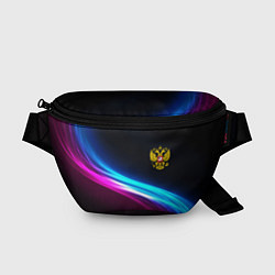 Поясная сумка Россия неоновые волны, цвет: 3D-принт