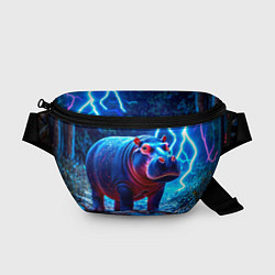 Поясная сумка Бегемот в разрядах молний, цвет: 3D-принт
