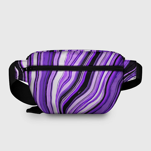 Поясная сумка Волнистые вертикальные чёрно-фиолетовые полосы / 3D-принт – фото 2