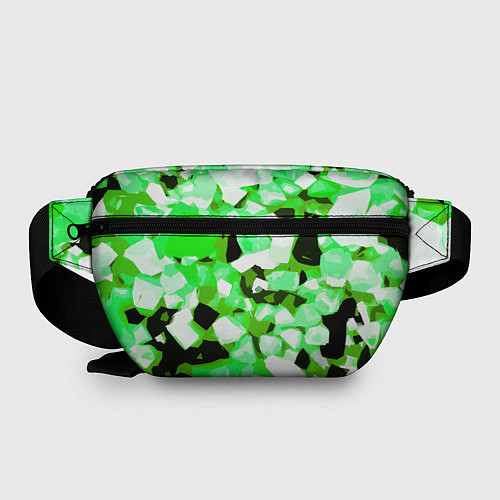 Поясная сумка Green and white abstraction on a black background / 3D-принт – фото 2