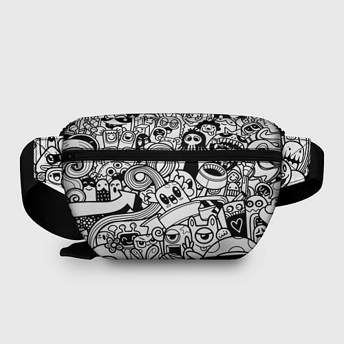 Поясная сумка Black and white doddle monsters / 3D-принт – фото 2
