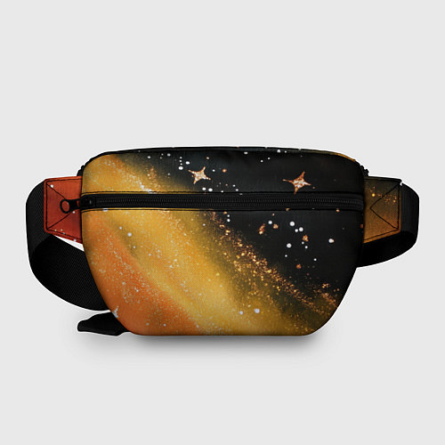 Поясная сумка Черно-оранжевая блестящая текстура / 3D-принт – фото 2