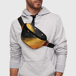 Поясная сумка Черно-оранжевая блестящая текстура, цвет: 3D-принт — фото 2