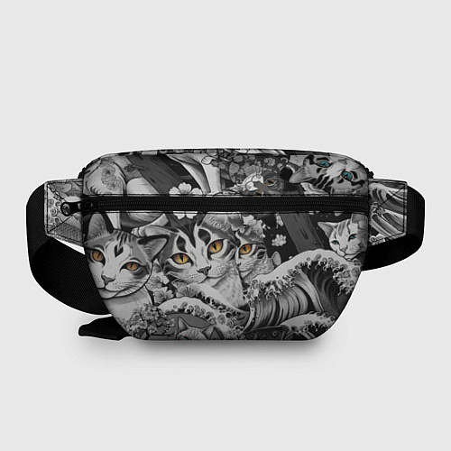 Поясная сумка С котами и рыбой на фоне сакуры в волнах / 3D-принт – фото 2