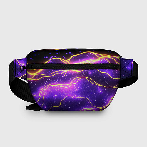 Поясная сумка Фиолетовая космическая текстура с золотыми полоска / 3D-принт – фото 2