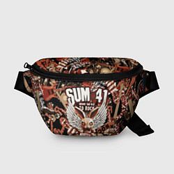 Поясная сумка Sum 41 на фоне кролика и гитар, цвет: 3D-принт