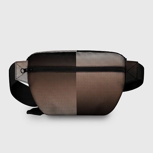 Поясная сумка Чёрно-коричневый текстурный градиент пополам / 3D-принт – фото 2