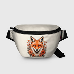 Поясная сумка Japanese fox in flowers, цвет: 3D-принт