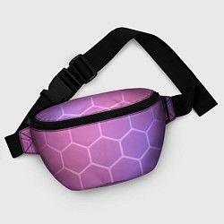Поясная сумка Розовые неоновые соты, цвет: 3D-принт — фото 2