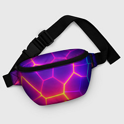 Поясная сумка Синие плиты с фиолетовым свечением, цвет: 3D-принт — фото 2