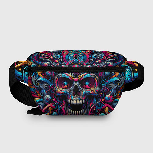Поясная сумка Colorful cyber skull - pattern / 3D-принт – фото 2