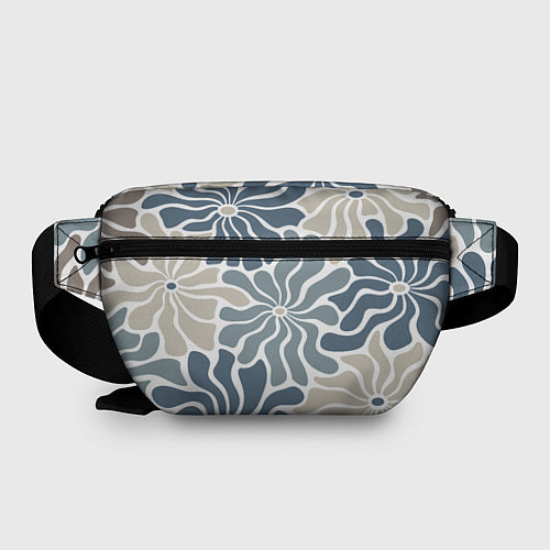 Поясная сумка Цветы blue and beige pattern / 3D-принт – фото 2