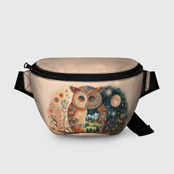 Поясная сумка Сова разделенная на день и ночь абстракция, цвет: 3D-принт