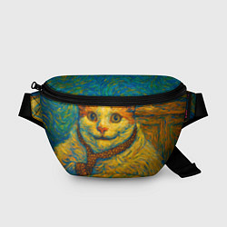 Поясная сумка Кот-мем бу в стиле Ван Гога, цвет: 3D-принт