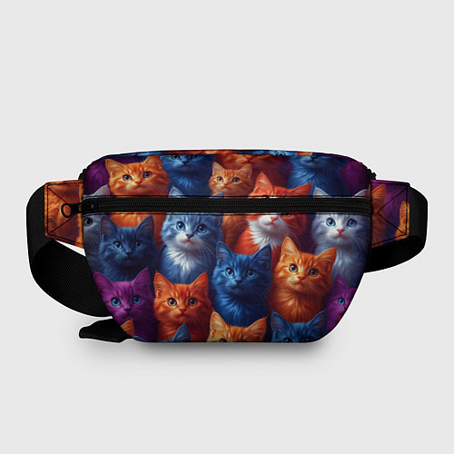 Поясная сумка Разноцветные котики паттерн / 3D-принт – фото 2