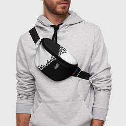 Поясная сумка Juventus черно белая геометрия текстура, цвет: 3D-принт — фото 2