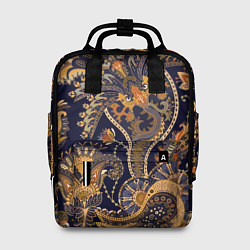 Рюкзак женский Орнамент пейсли - золотой, цвет: 3D-принт