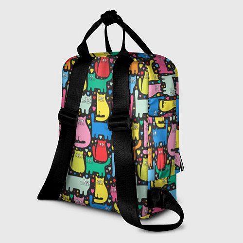 Женский рюкзак Разноцветные котики / 3D-принт – фото 2