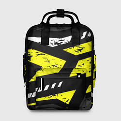 Рюкзак женский Black yellow abstract sport style, цвет: 3D-принт