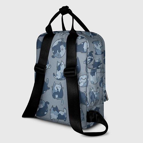 Женский рюкзак Камуфляж с котиками серо-голубой / 3D-принт – фото 2