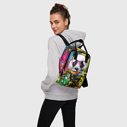 Рюкзак женский Панда хипстер в брызгах краски, цвет: 3D-принт — фото 2