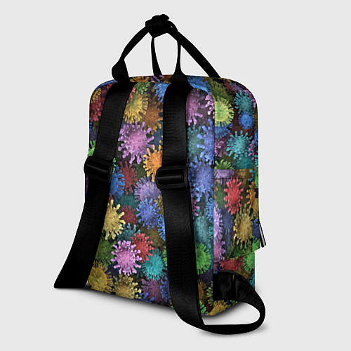 Женский рюкзак Разноцветные вирусы / 3D-принт – фото 2
