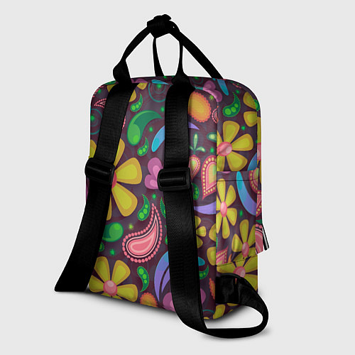 Женский рюкзак Летние цветы узор на темном / 3D-принт – фото 2