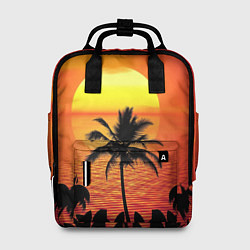 Рюкзак женский Пальмы на фоне моря, цвет: 3D-принт