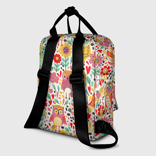 Женский рюкзак Красочные совы и цветы / 3D-принт – фото 2