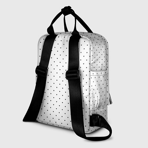 Женский рюкзак Сердечки черные на белом / 3D-принт – фото 2