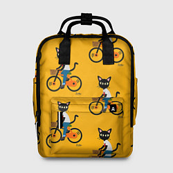 Рюкзак женский Котики на велосипедах, цвет: 3D-принт