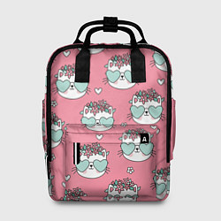 Рюкзак женский Котики с цвточками, цвет: 3D-принт