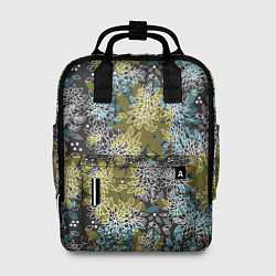 Рюкзак женский Черно оливковый цветочный, цвет: 3D-принт