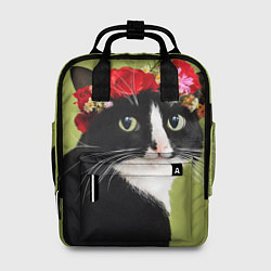 Женский рюкзак Кот и цветы