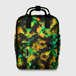 Рюкзак женский Абстрактный желто-зеленый узор, цвет: 3D-принт